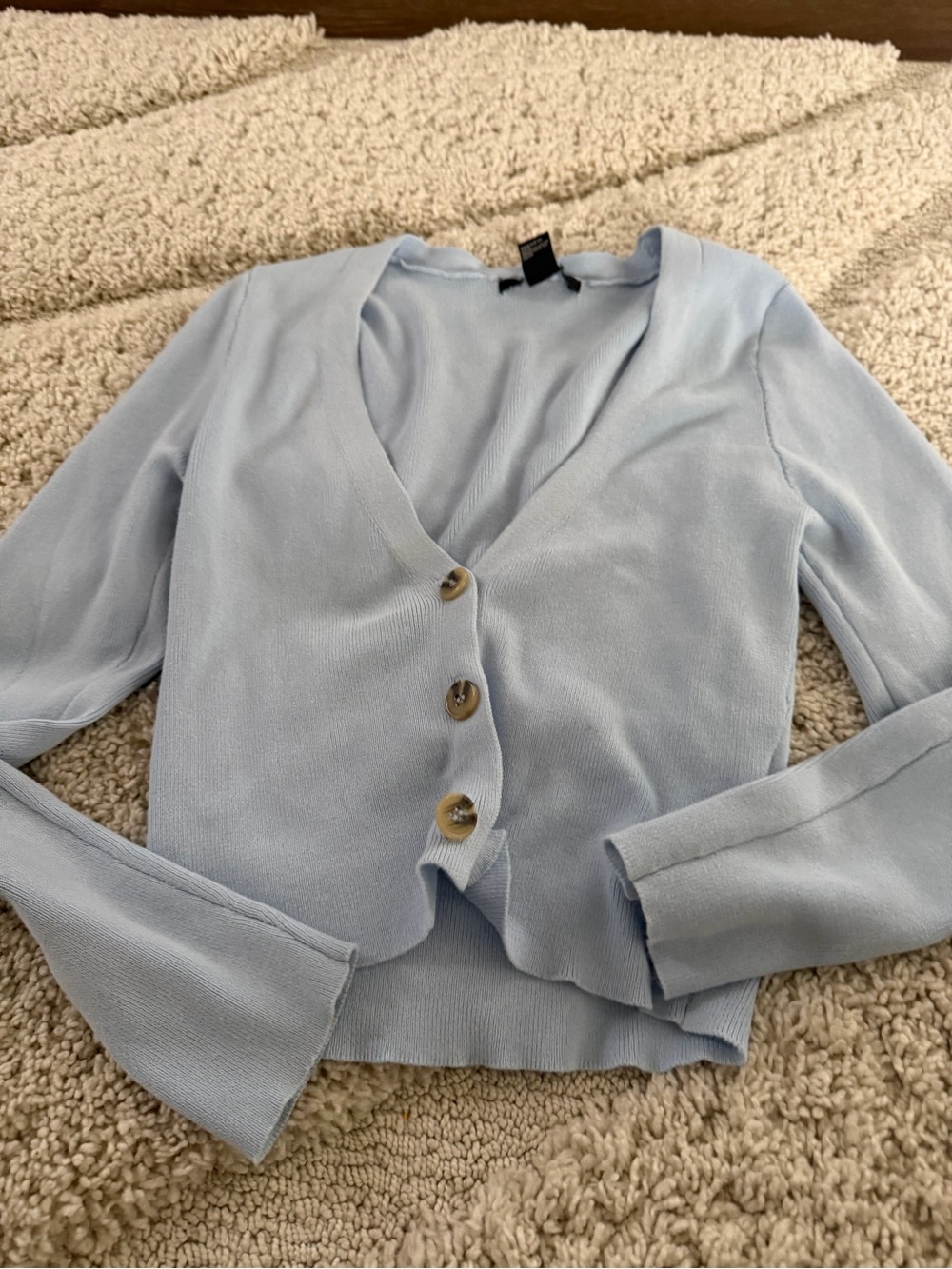 Women's Light Blue Button-Front V-Neck Cardigan